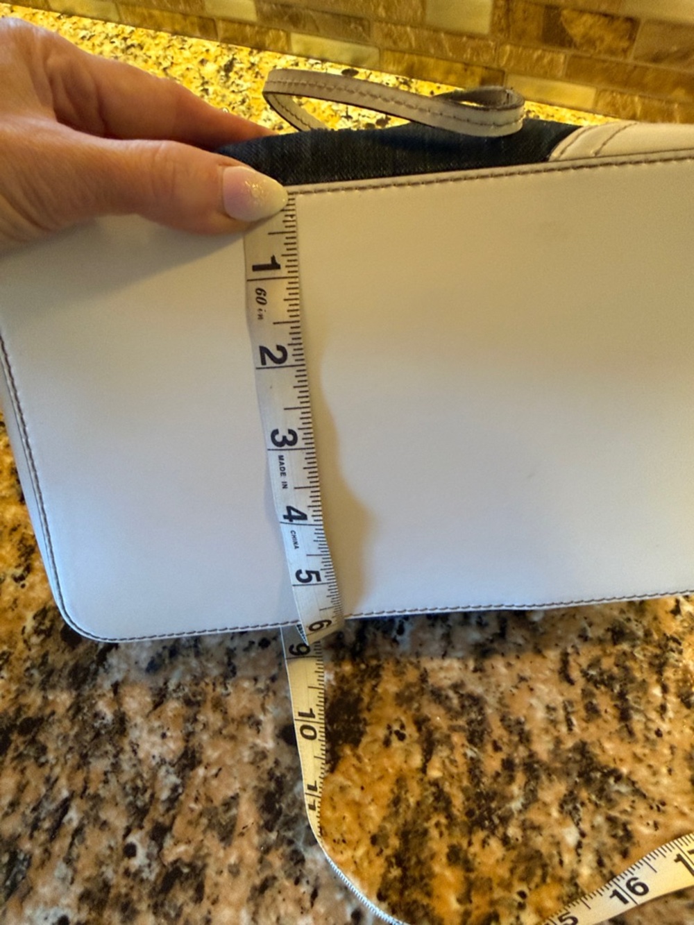 Michael Kors Navy Denim and White Drawstring Shoulder Bag - Picture 8 of 13